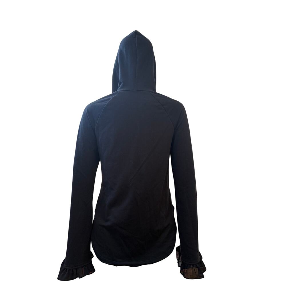 Disney Snow White Heart & Birds Hoodie Black Long Sleeve Ruffle Cuffs Women’s XS - Picture 2 of 10
